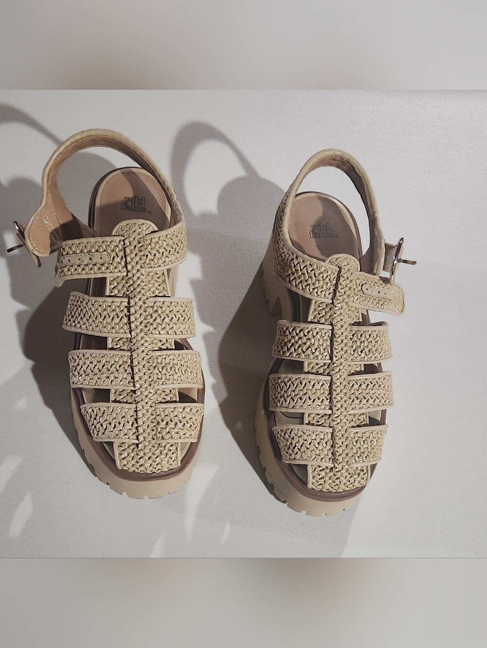Wild Fable Elide Raffia Fisherman Platform Heels Size 8.5 - Picture 5 of 7